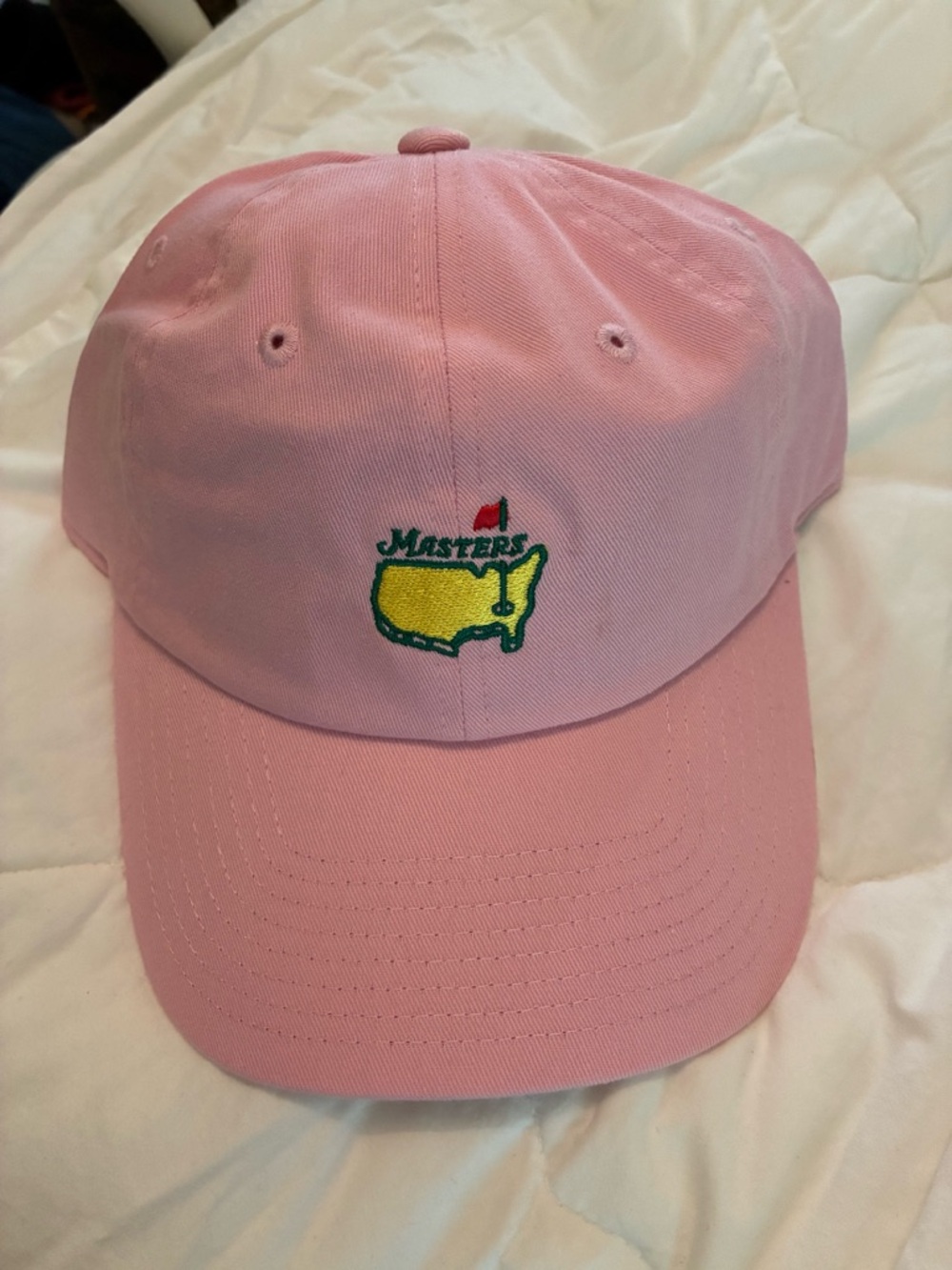 Masters Pink Hat with Yellow & Green Embroidered Logo